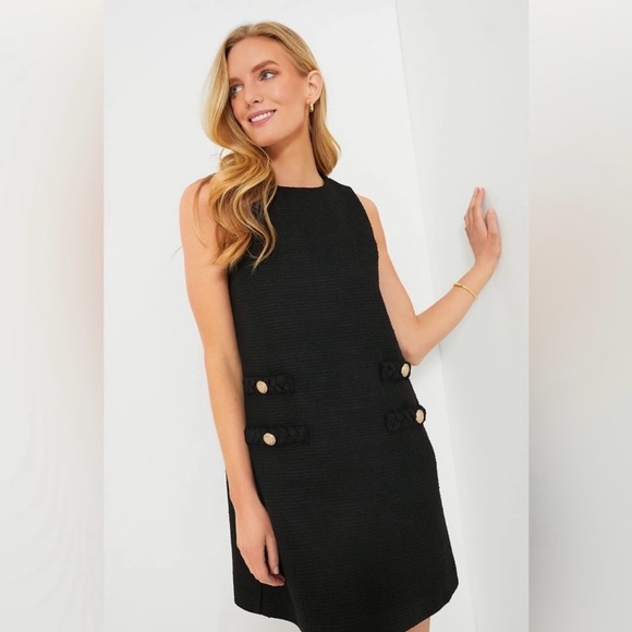 Tuckernuck | Black Tweed Sleeveless Jackie Shift Dress New w/ Tags ~ XL - Picture 2 of 15
